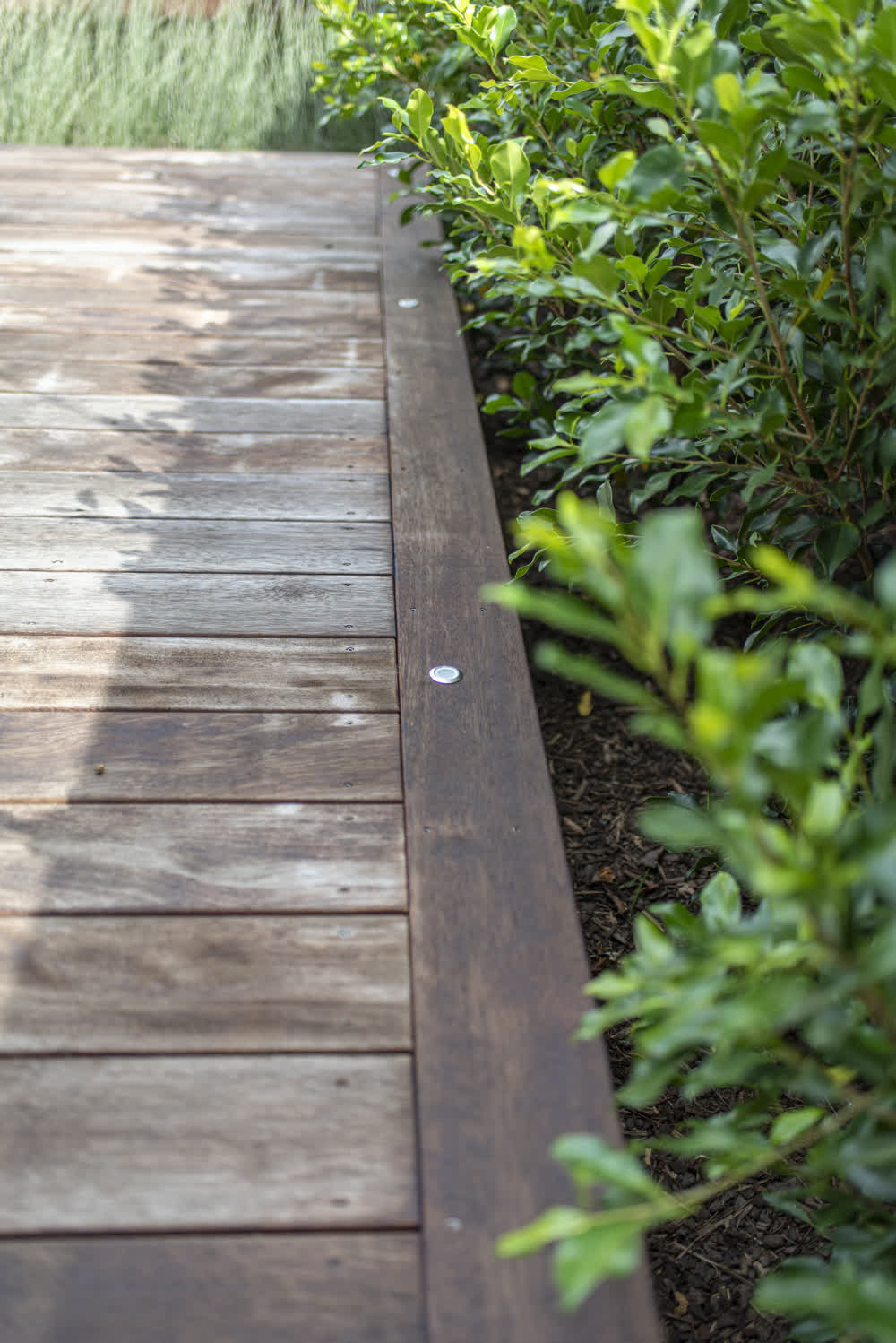 Close-up view of deck edging detail
